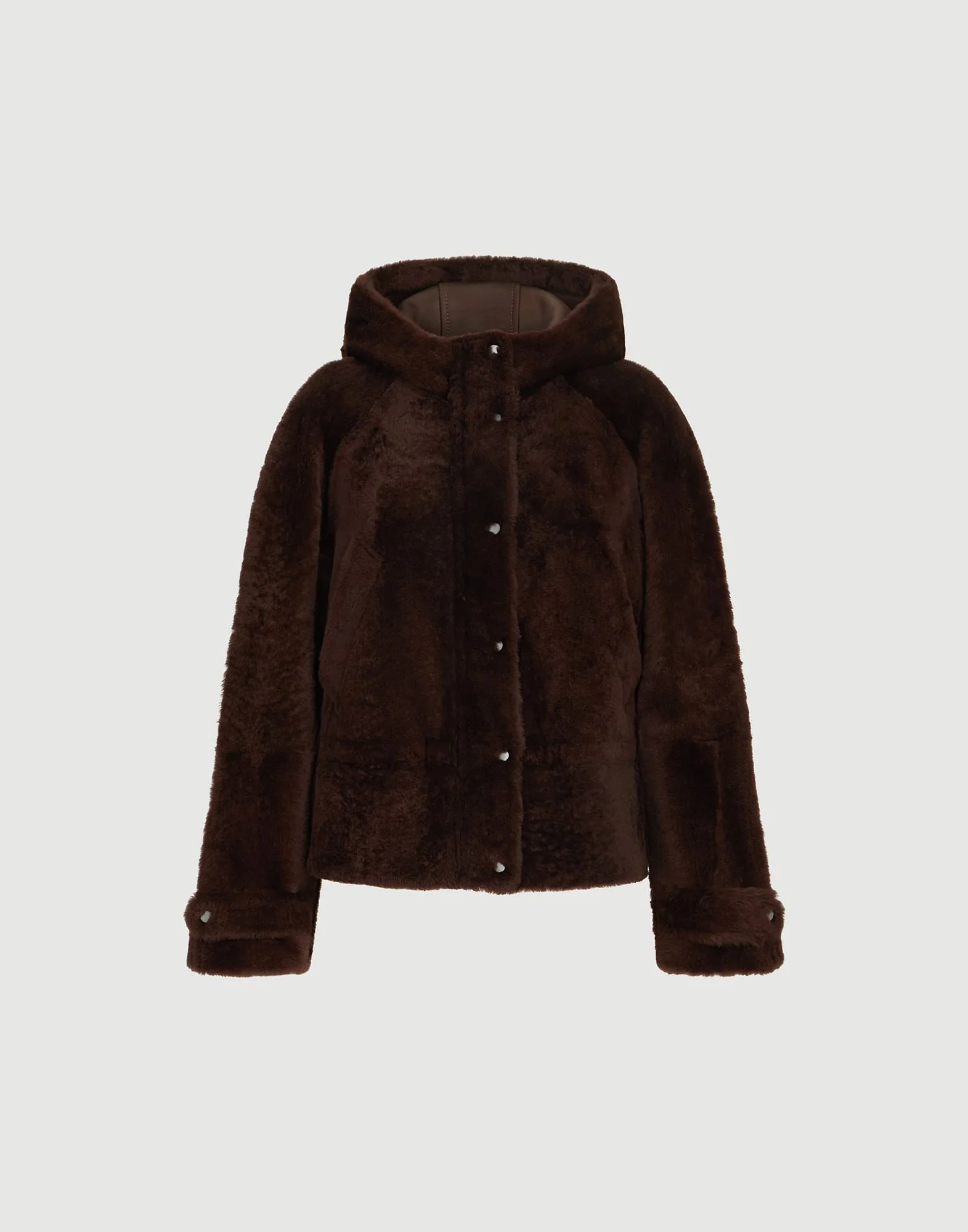 Shearling outerwear jacket with shiny zipper pull - 1