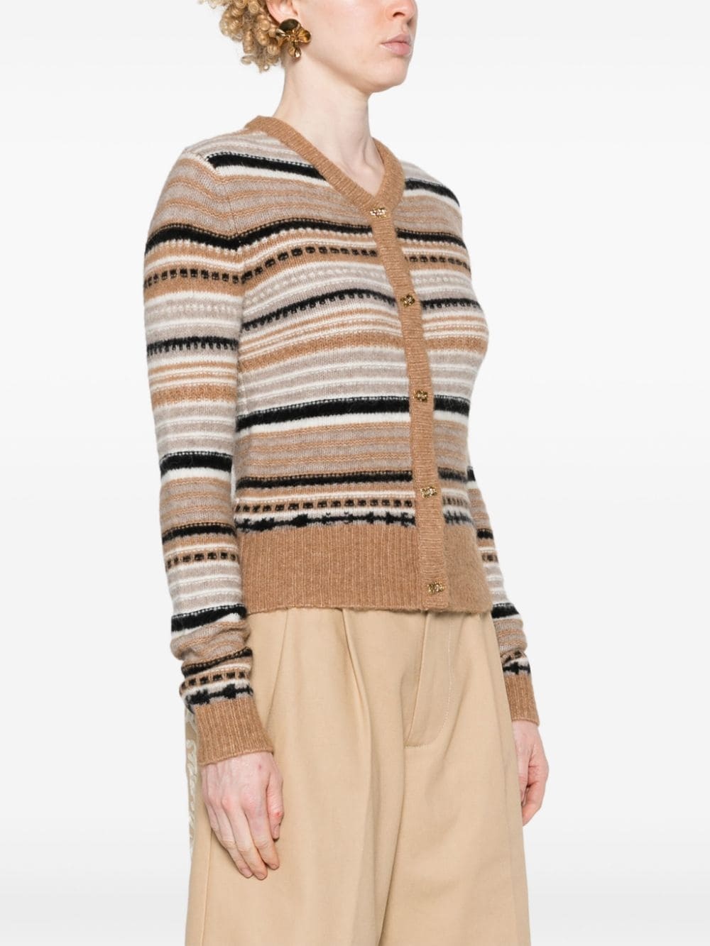 logo-buttons striped cardigan - 3