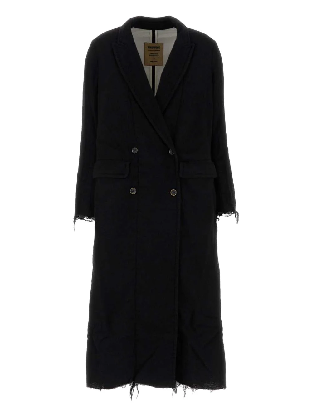 frayed-effect double-breasted coat - 1