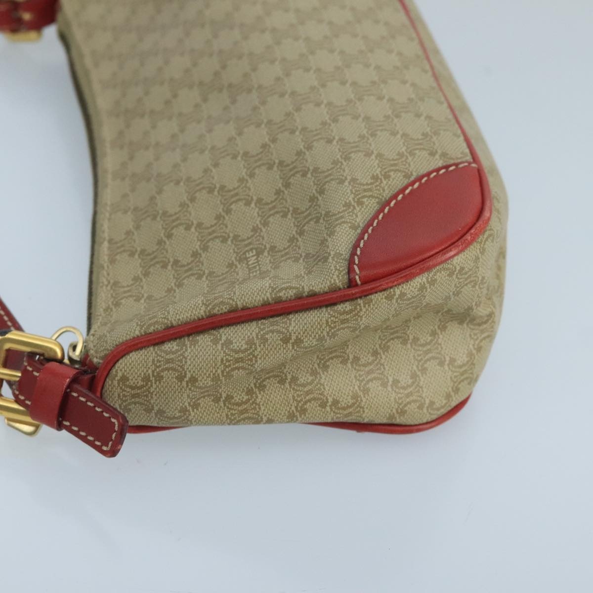 CELINE Macadam Canvas Hand Bag Pvc Leather Beige Red - 4