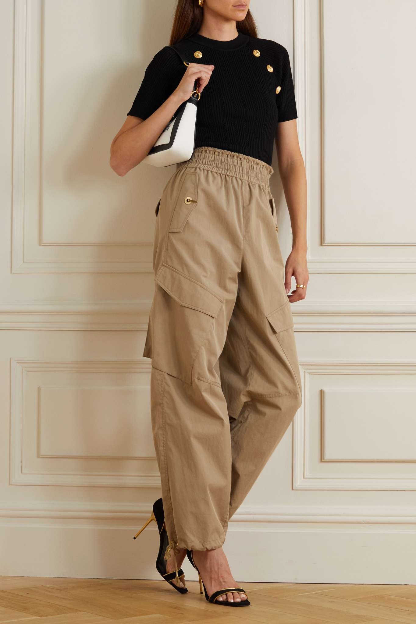 Button-embellished ribbed-knit top - 2