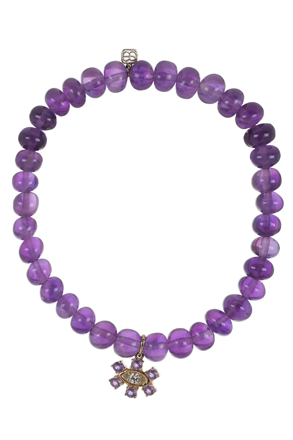 Amethyst Evil Eye Flower Charm Bracelet - 1