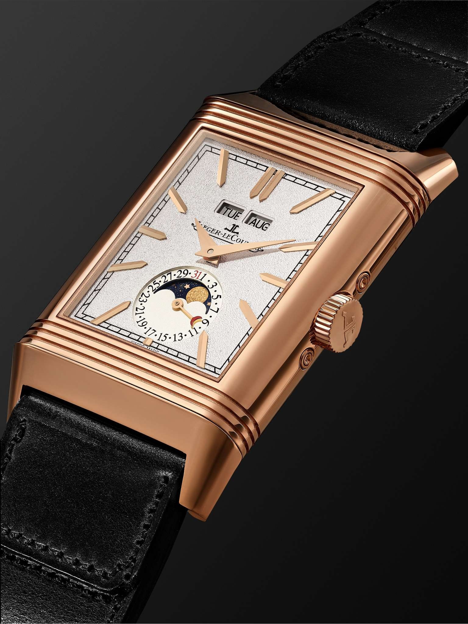 + Casa Fagliano Reverso Tribute Calendar Limited Edition Hand-Wound 29.9mm 18-Karat Rose Gold and Le - 4