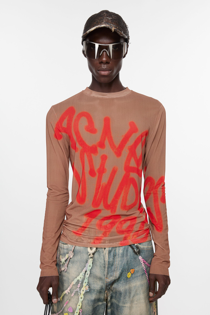 Acne Studios Long sleeve t-shirt sprayed logo - Taupe beige outlook