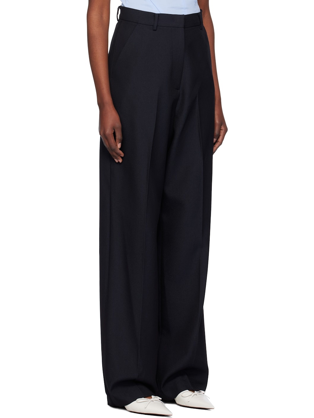 Navy Minimal Wide Trousers - 2