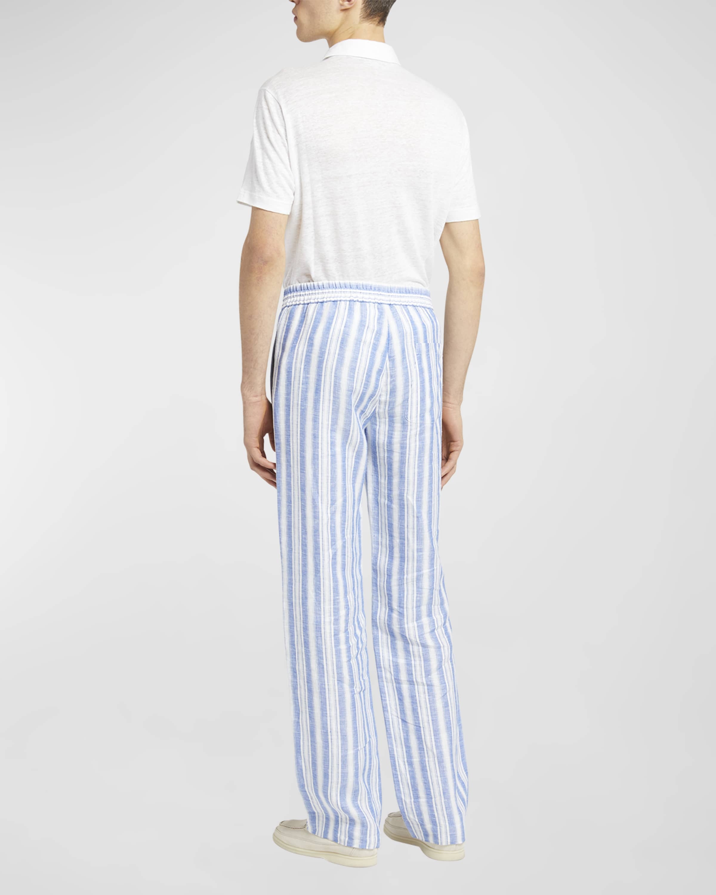 パンツ loropiana cottonlinen herringbone slacks Britton Pajamas Pants Linen Beige Herringbone Stripe | Loro