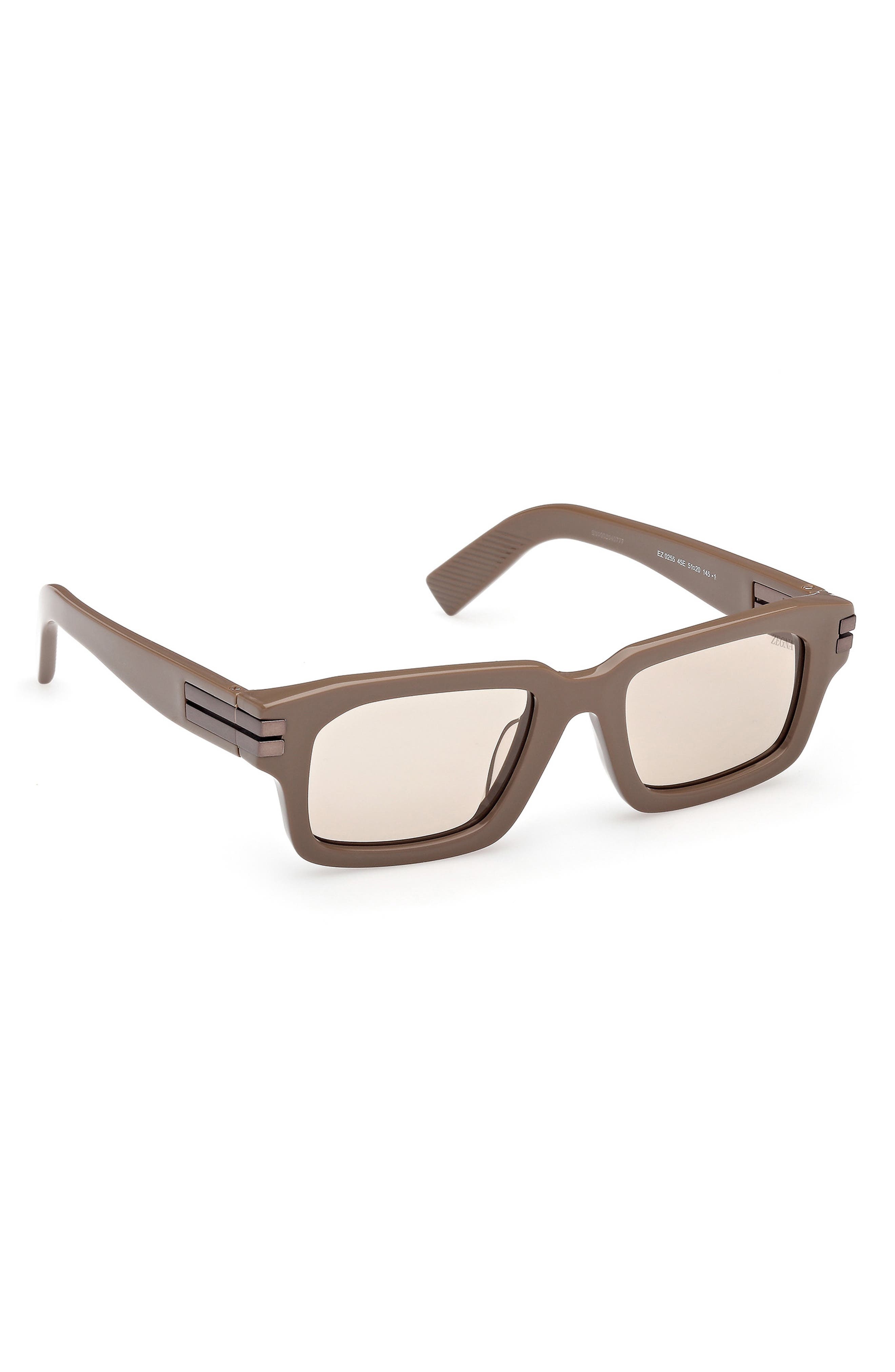 ZEGNA 51mm Rectangular Sunglasses in Shiny Light Brown at Nordstrom - 8