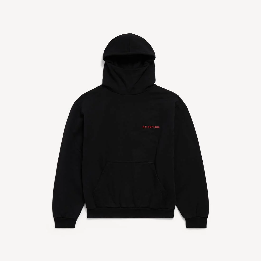 Men's Balenciaga Back Gradient High Collar Hoodie in Black - 1