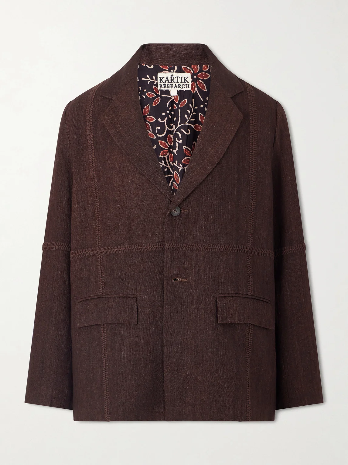 Rabari Embroidered Linen Suit Jacket - 1