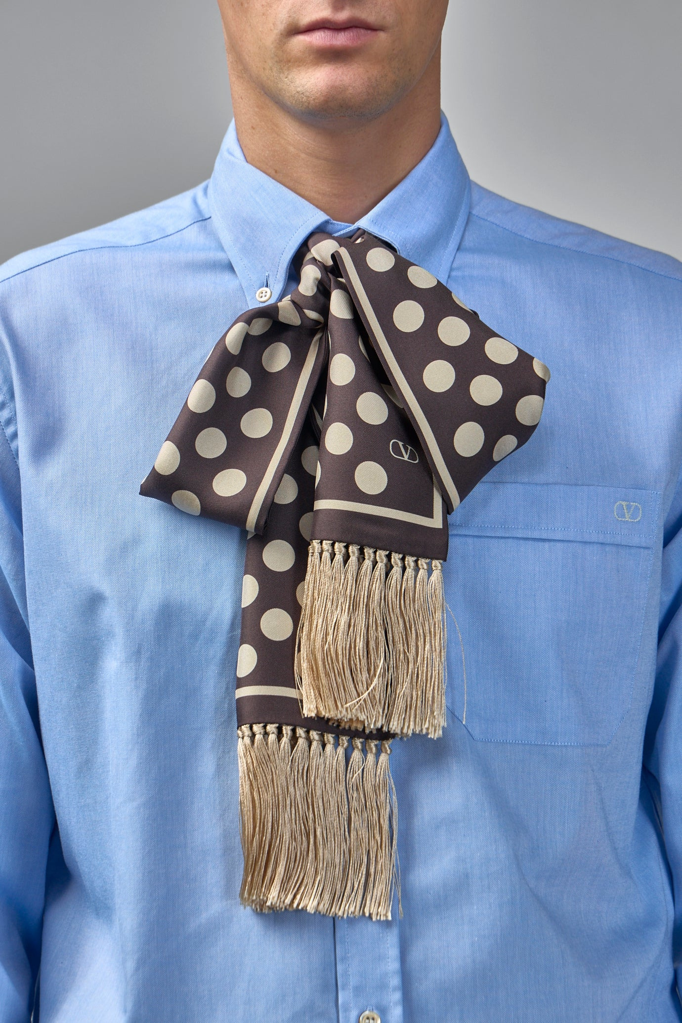 Chamber Silk Bandeau Scarf with Fringe - 3
