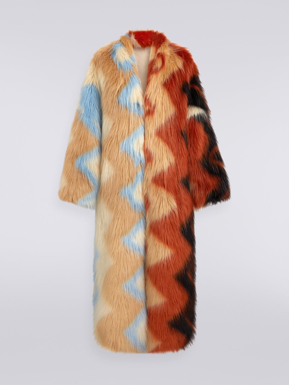 Long coat in faux fur with zigzag - 1