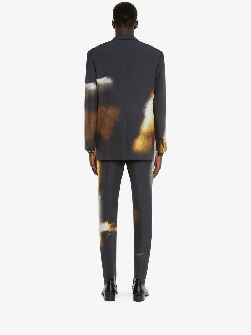 Men's Silhouette Double-breasted Jacket in Black/pop Yellow - 4