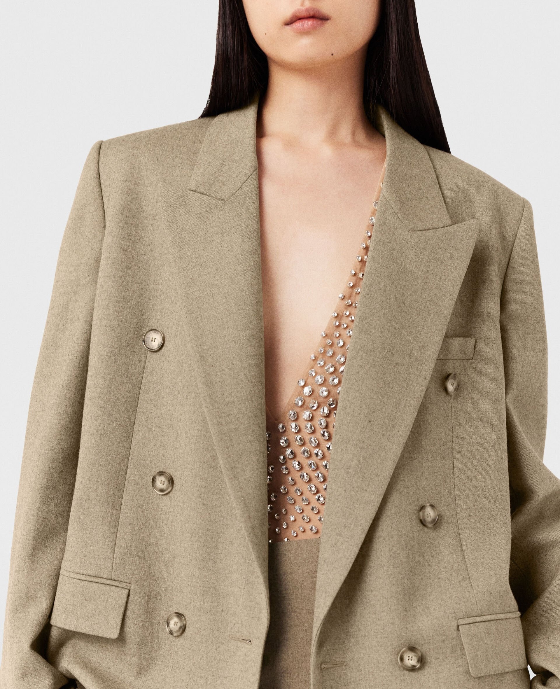 Double Breasted Wool Blazer - 5
