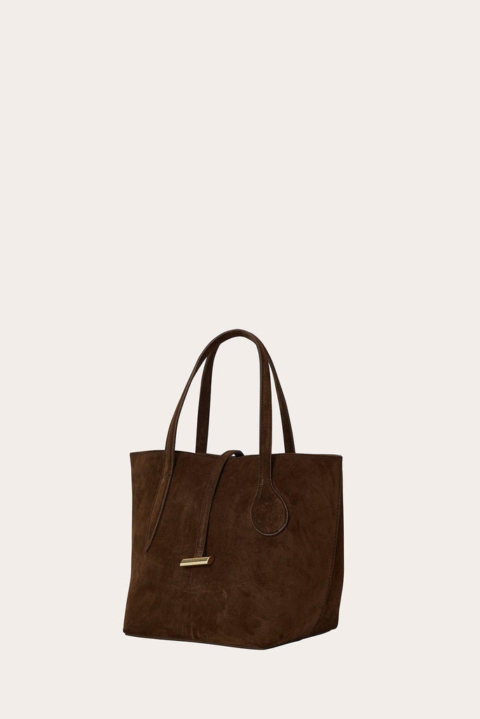 SPROUT TOTE MINI DARK BROWN SUEDE 4