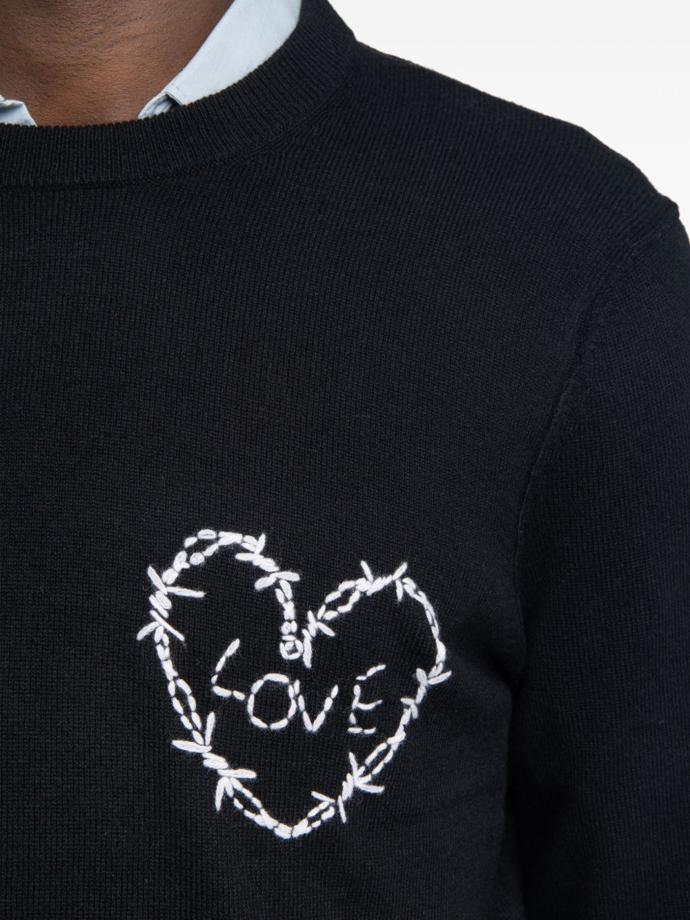 heart-embroidery wool sweater - 5