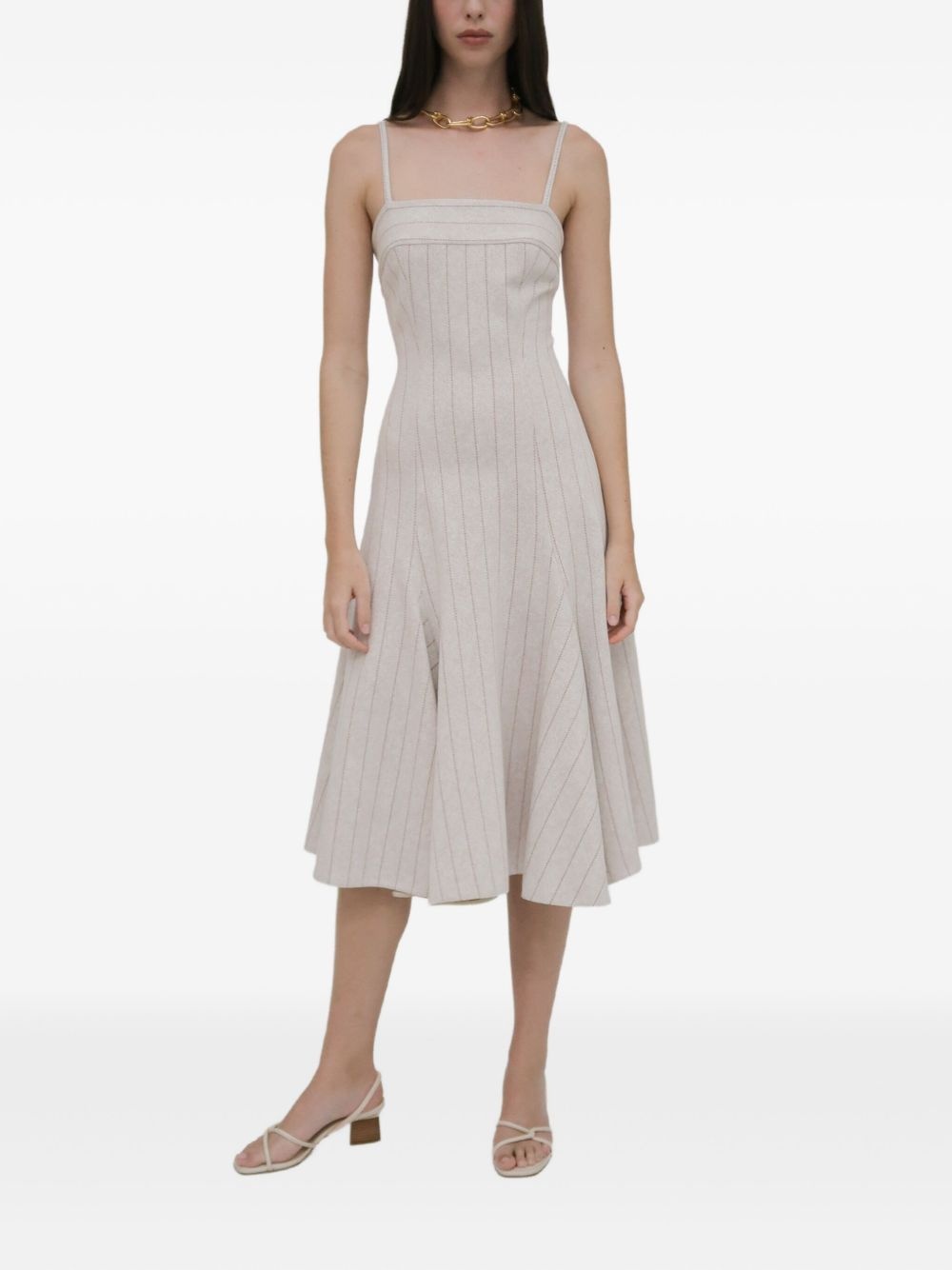 pinstripe godet dress - 5