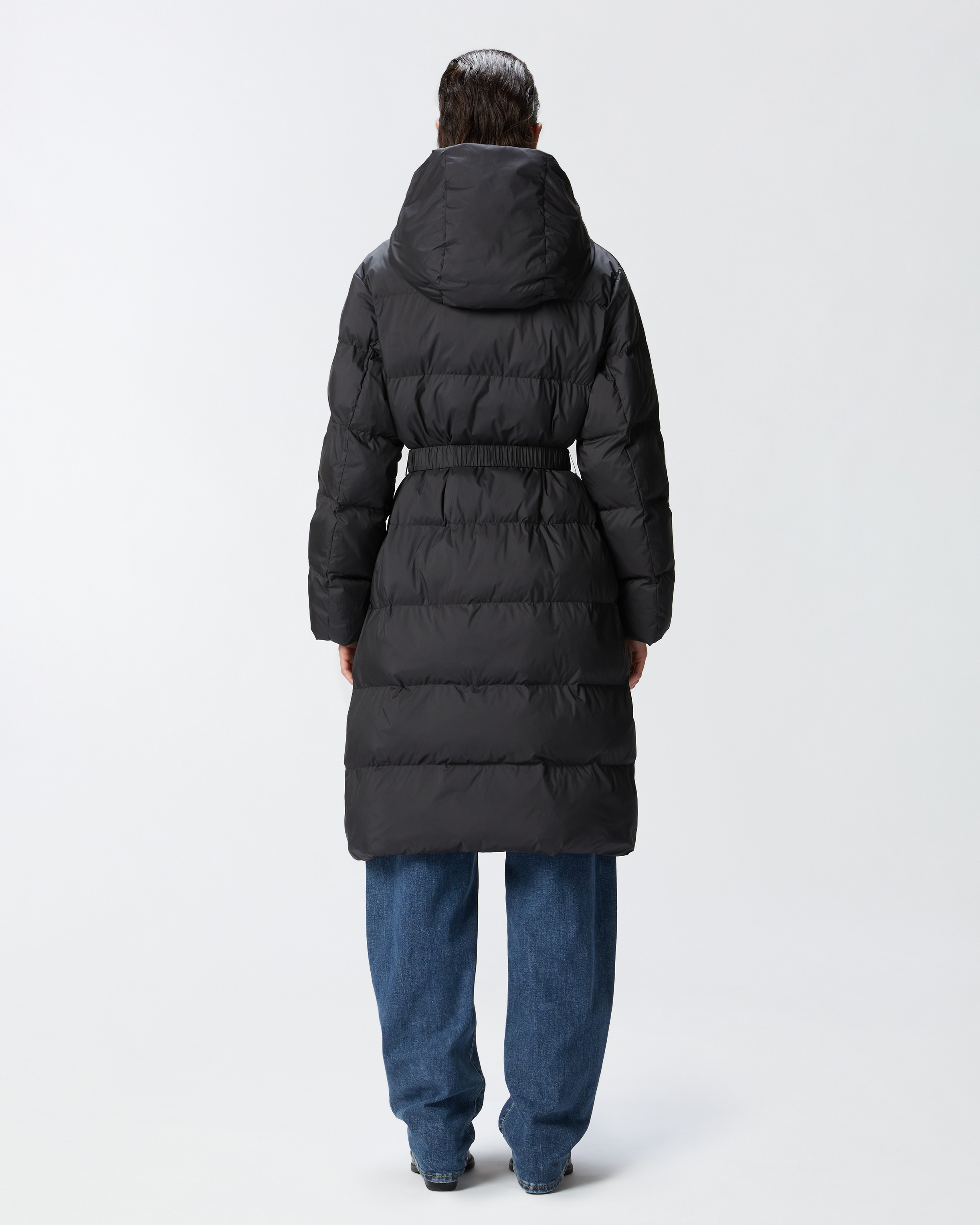 PADDED TECHNICAL CANVAS PEA COAT WITH BELT - 4