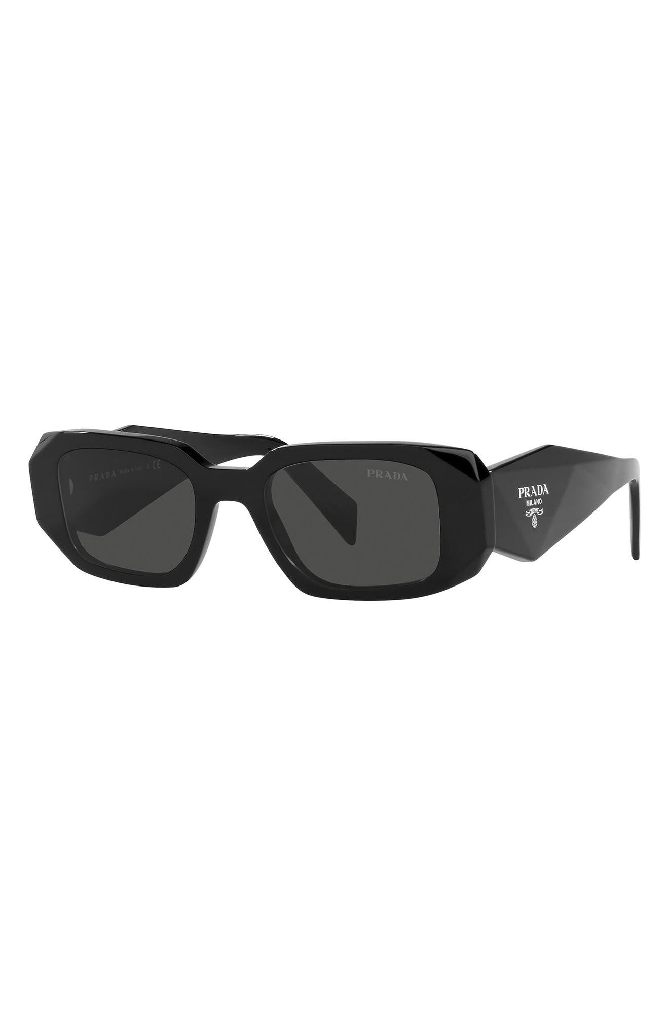 Prada 51mm Rectangular Sunglasses in Black/Dark Grey at Nordstrom - 3