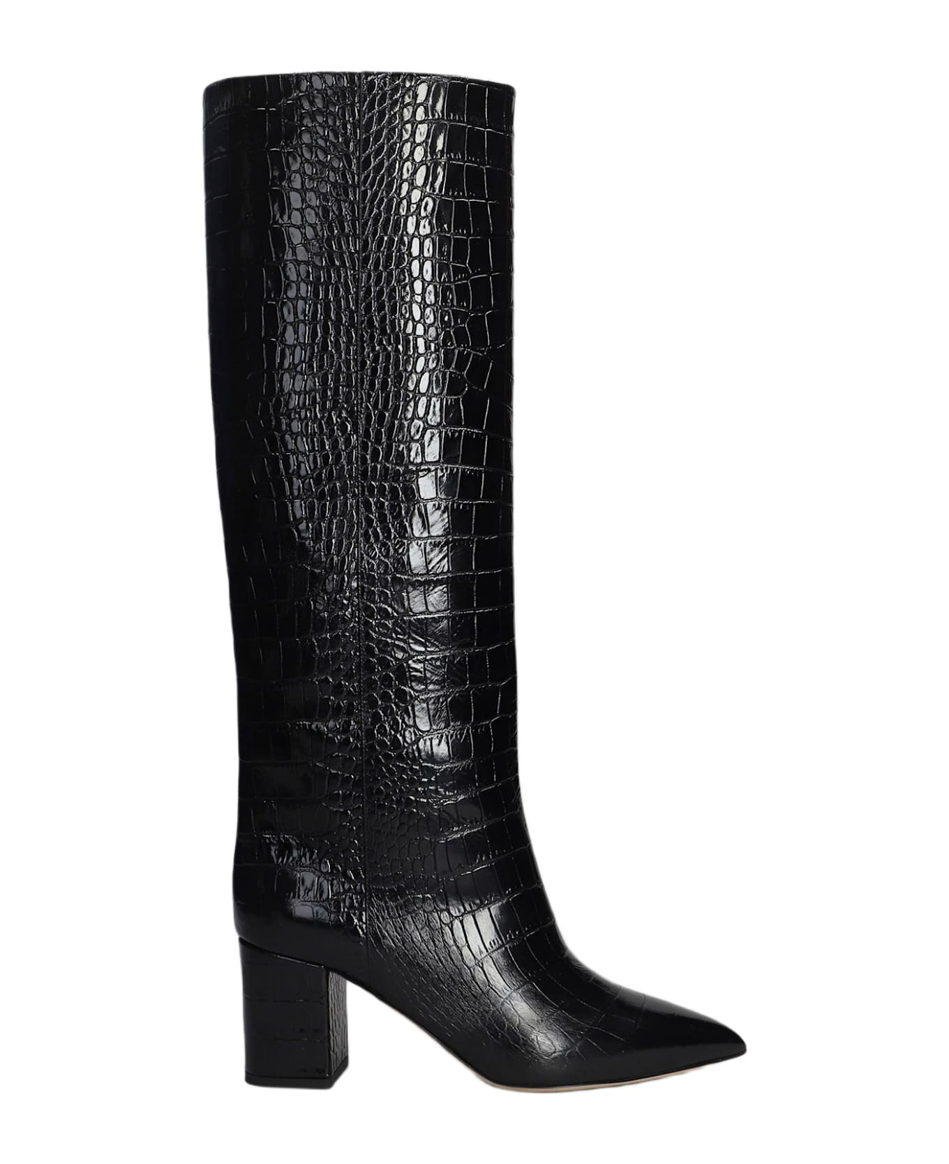 Anja Boot 70 High Heels Boots In Black Leather - 1