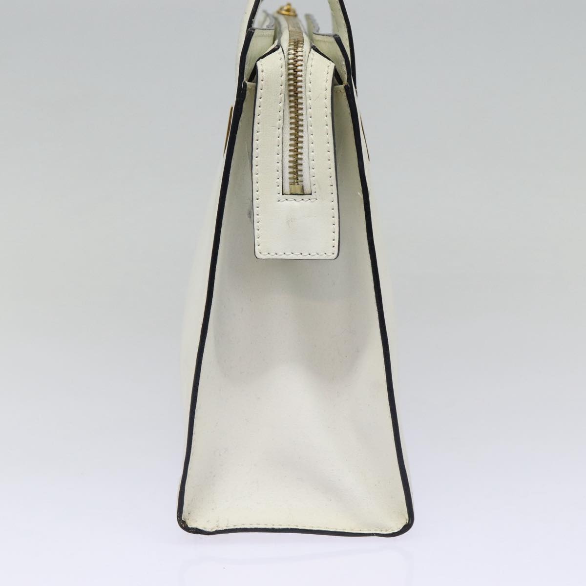 CELINE Hand Bag Leather White Gold - 3