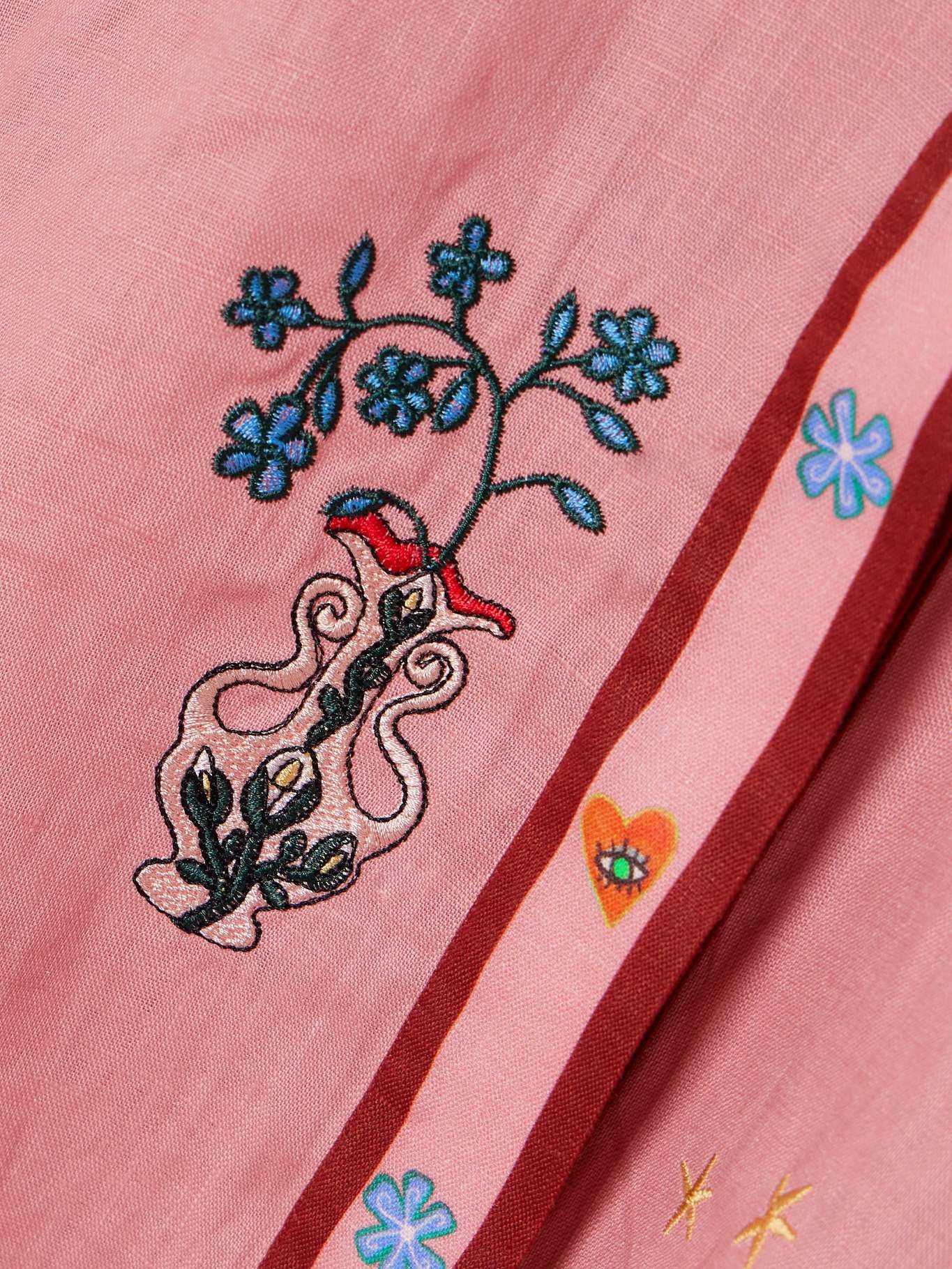 + Nadia Hernandez Timmy oversized embroidered printed linen shirt Pink - 5