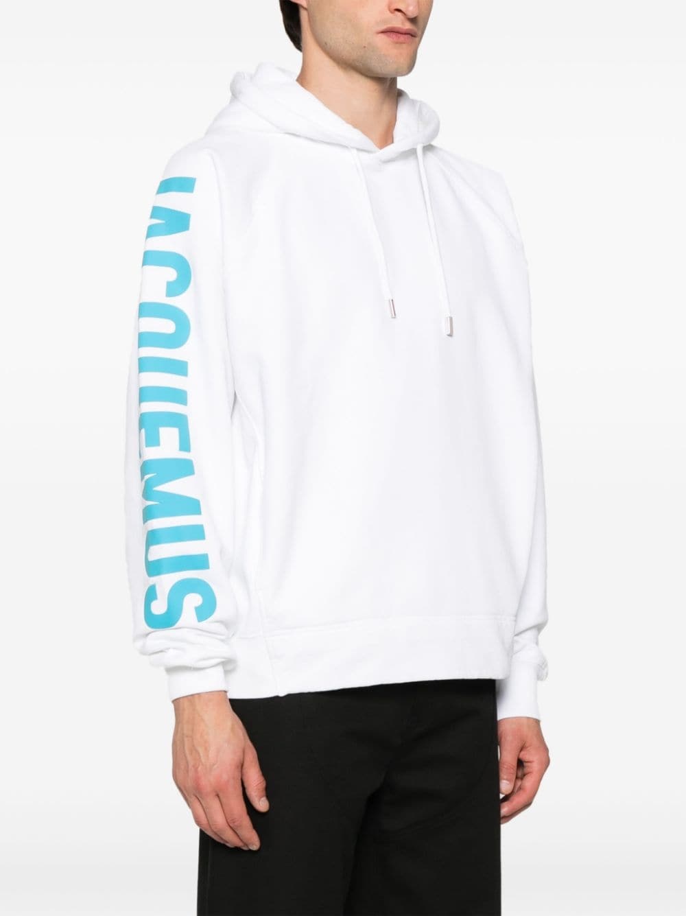 raised-logo cotton hoodie - 3