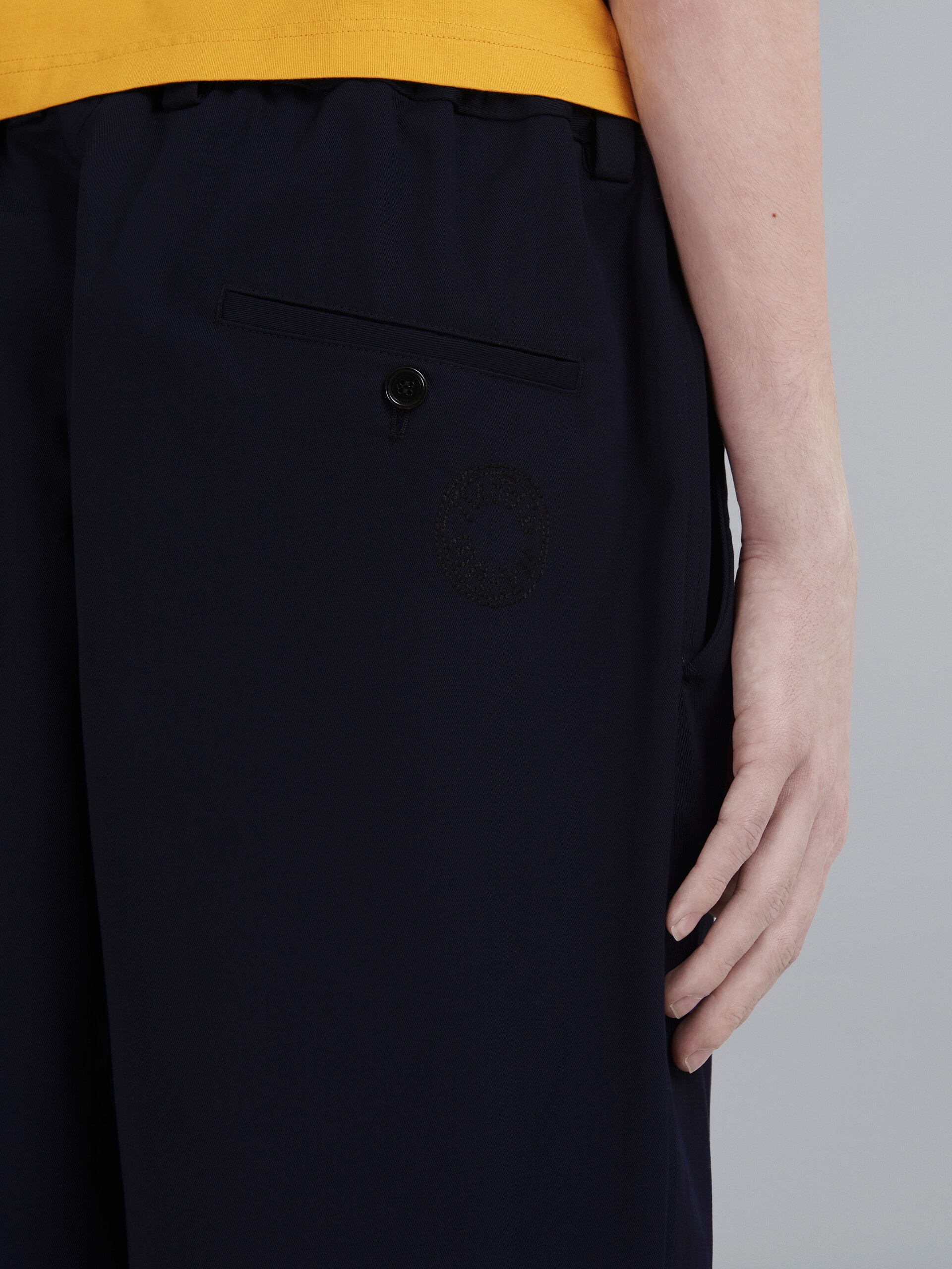 BLUE COTTON GABARDINE PANTS - 4