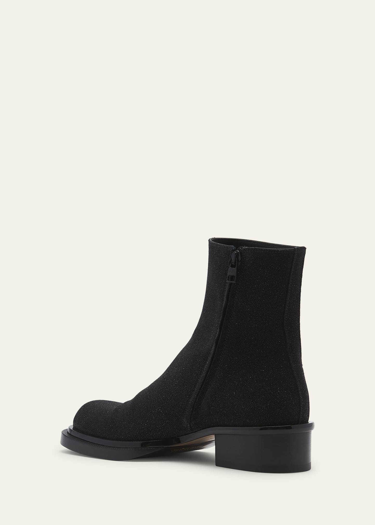 Men's Cuban Stack Glitter Leather Ankle Boots - 4