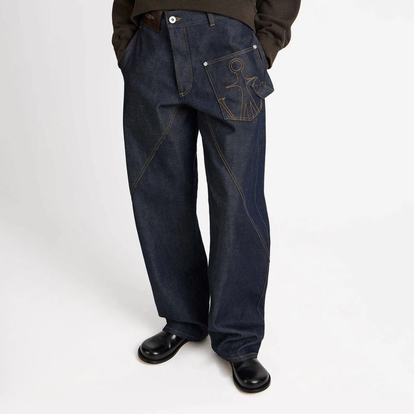 Indigo twisted-denim jeans - 1