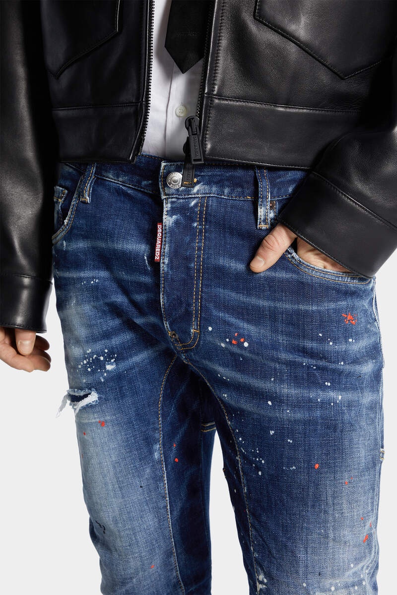 MEDIUM EASY RED SPOTS WASH TIDY BIKER JEANS - 5