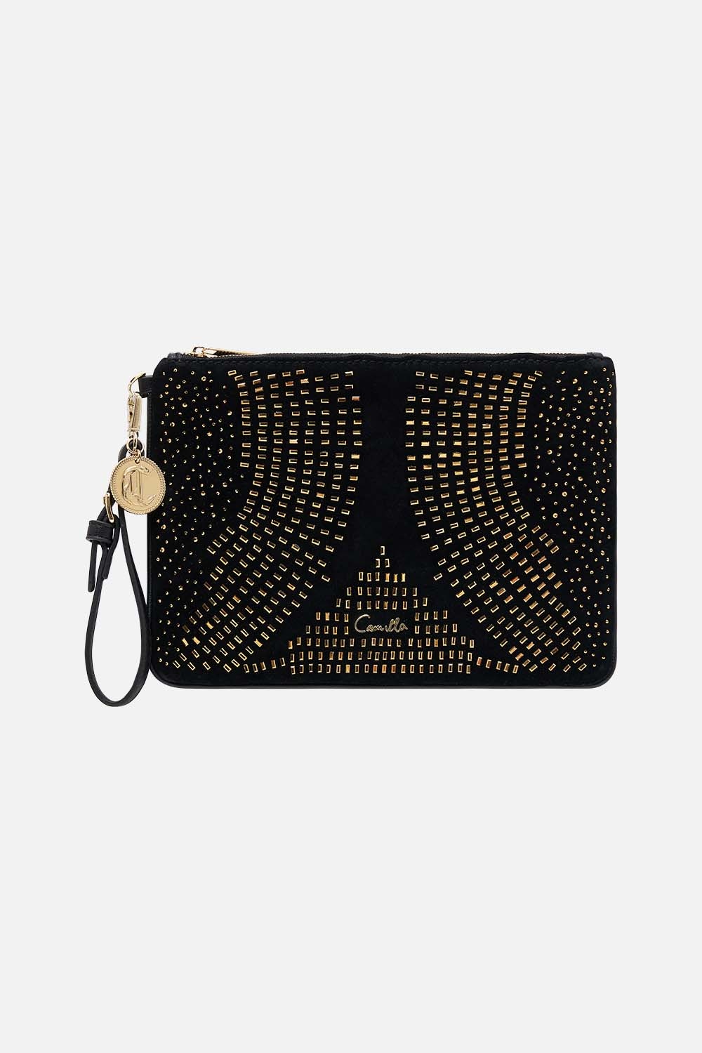 SUEDE ZIP TOP CLUTCH - 1