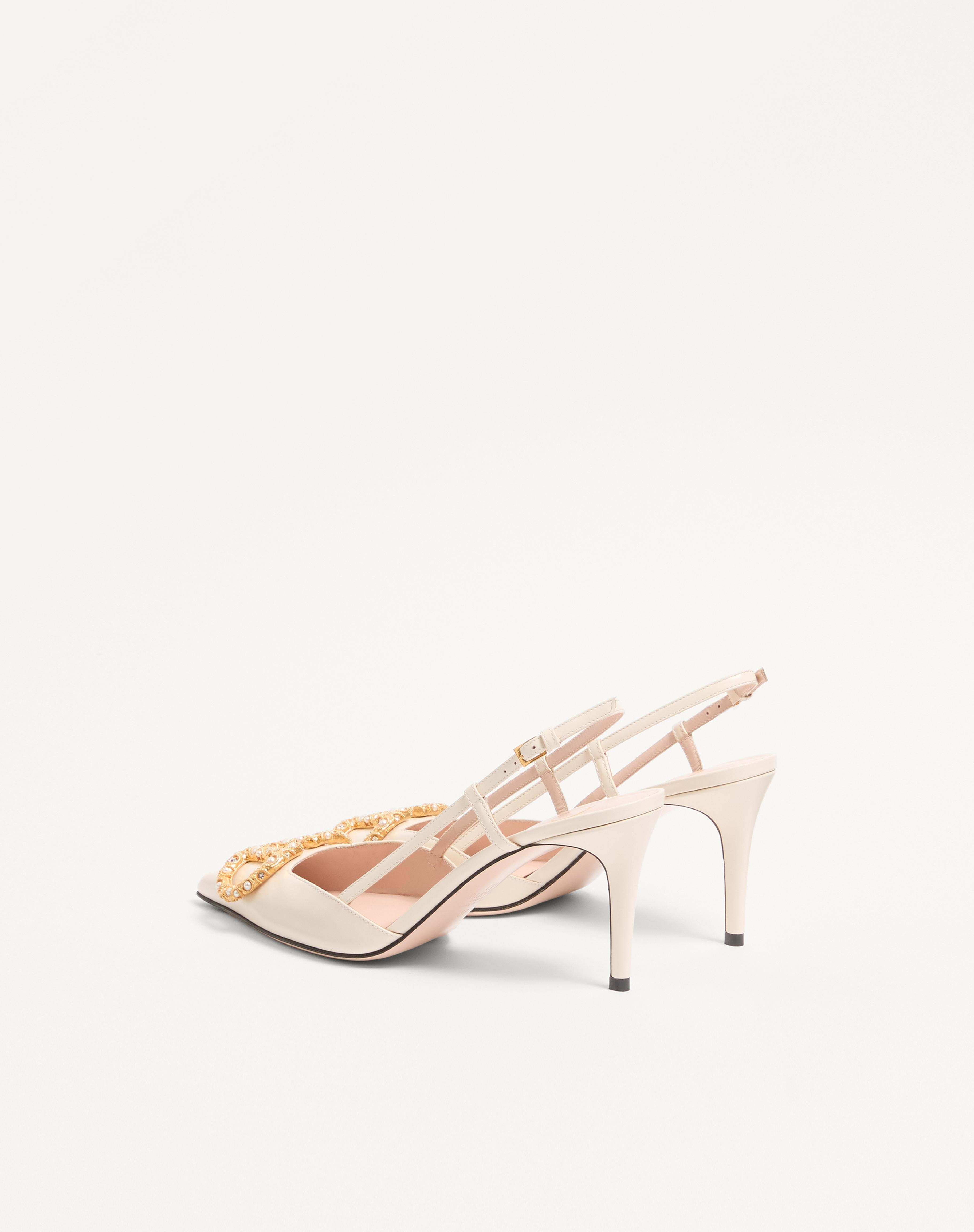 VLOGO SIGNATURE SLINGBACK CALFSKIN PUMP WITH JEWEL LOGO 80MM - 5