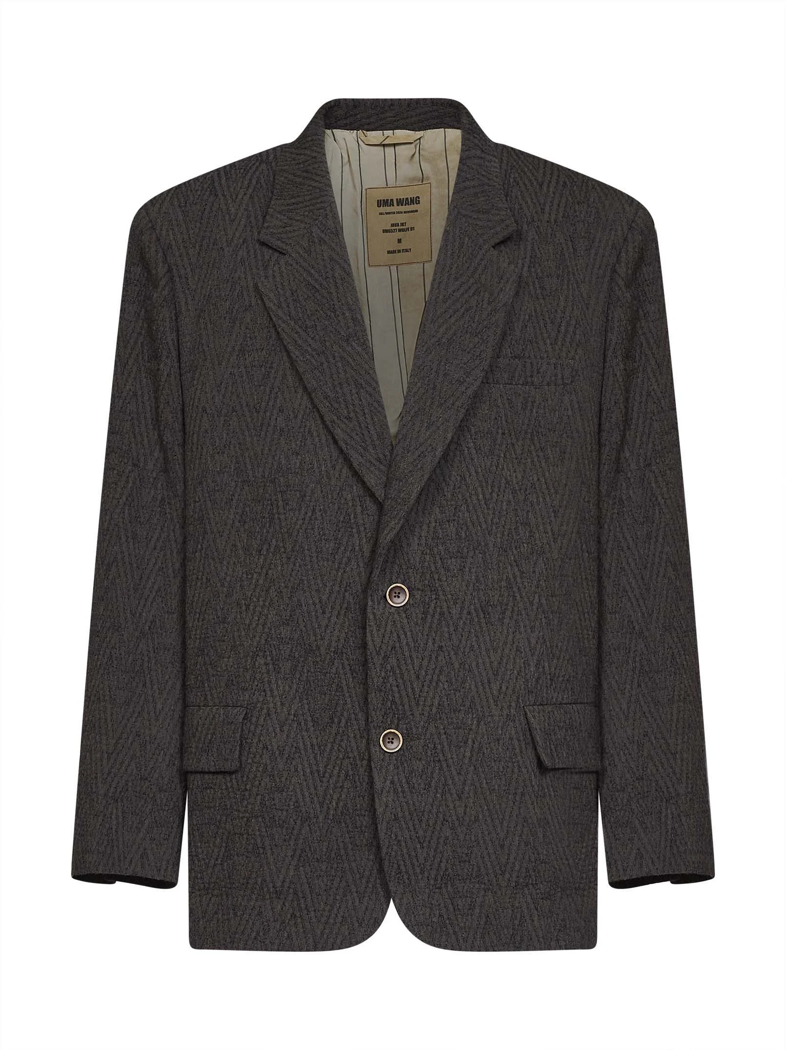 Brown and blue stretch wool chevron Java blazer - 1
