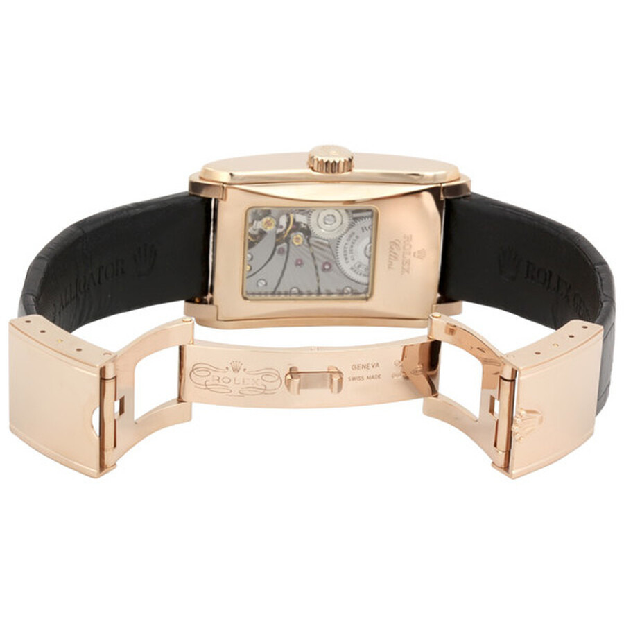 Rolex Cellini Prince Black Dial Leather Strap Men's Watch 54425 - 3