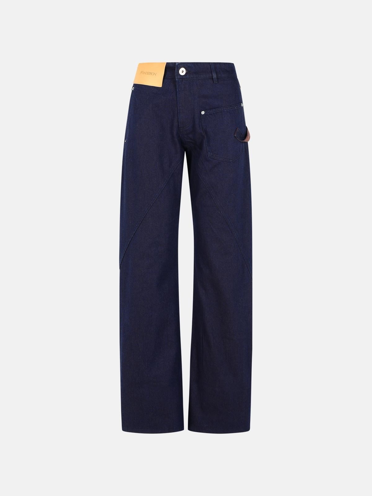 WORKWEAR' COTTON PANTS WITH BLUE TWISTED LEG - 1