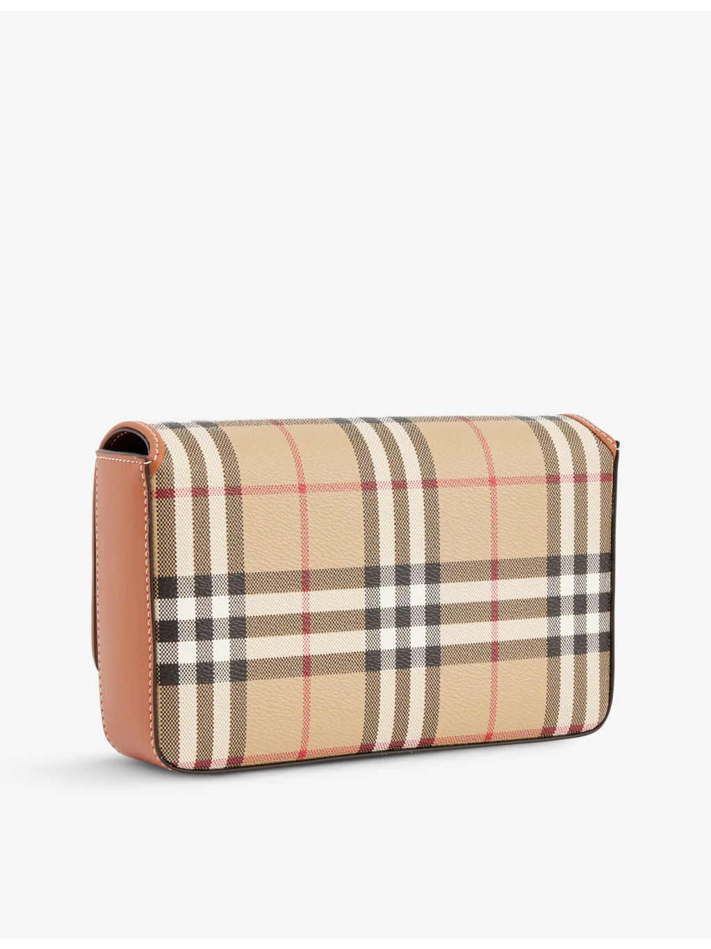 Hampshire check-print woven and leather shoulder bag - 3