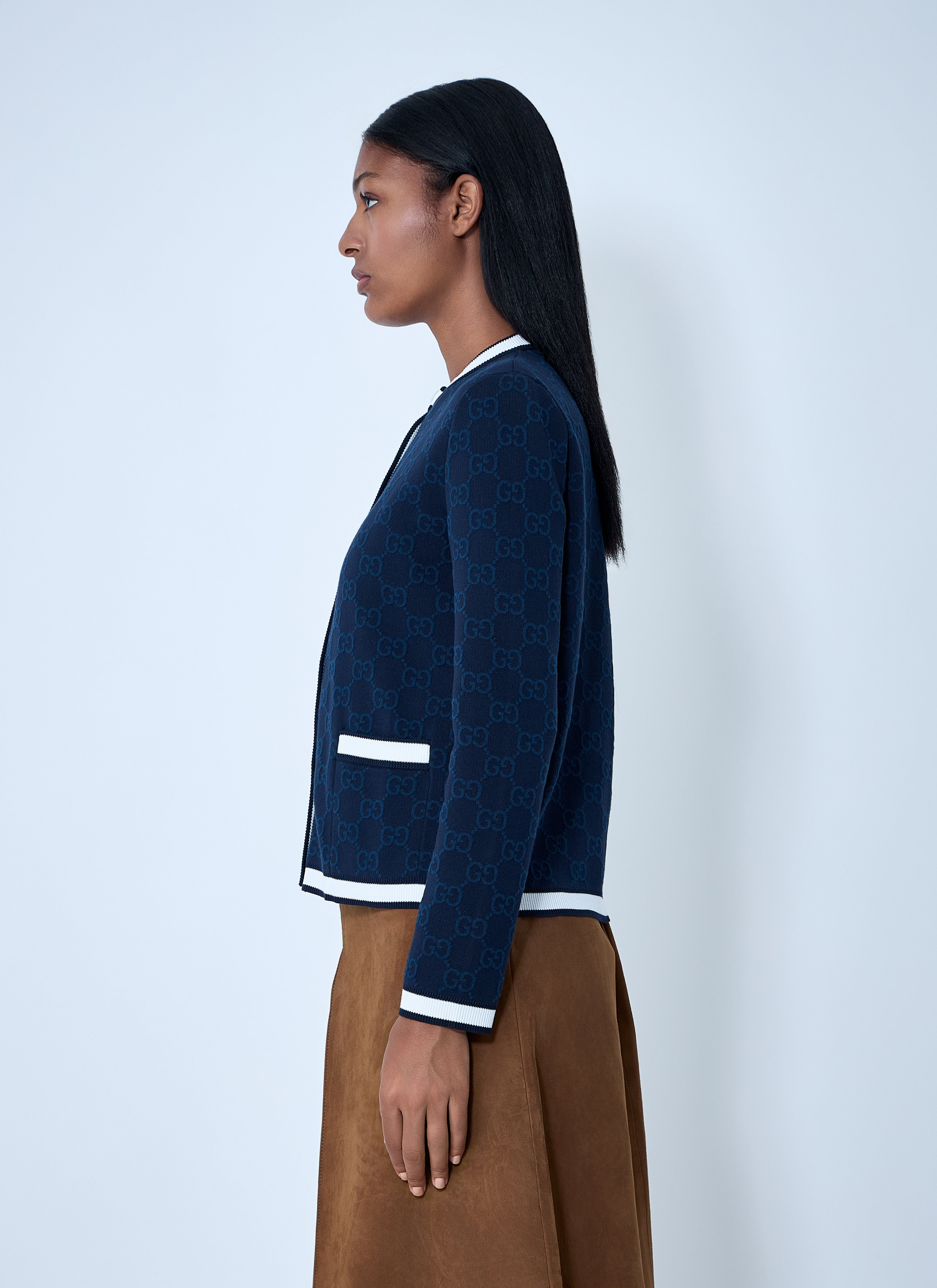 Gucci Women Gg Fine Cotton Cardigan - 3