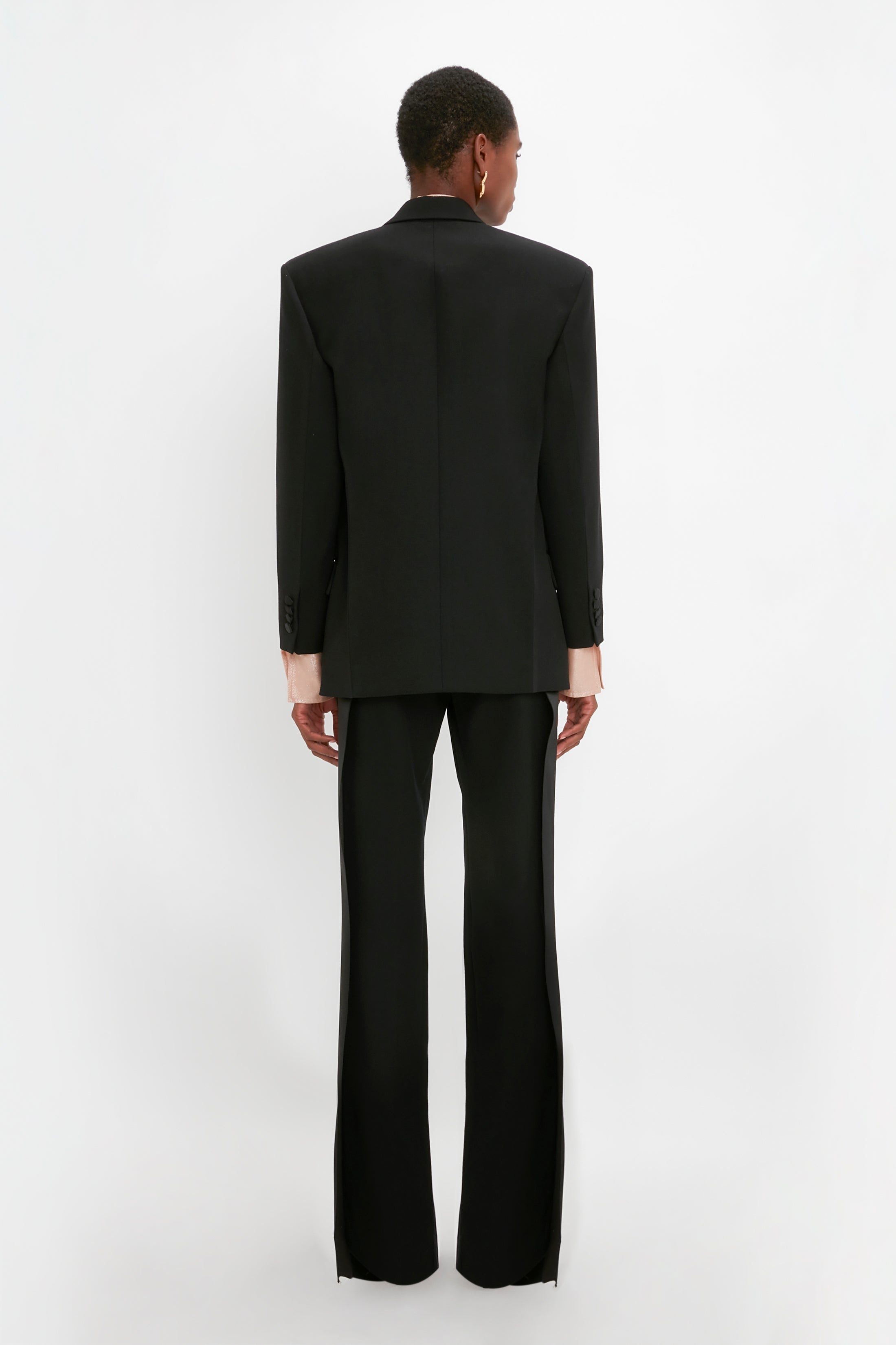 Satin Lapel Tuxedo Jacket in Black - 3