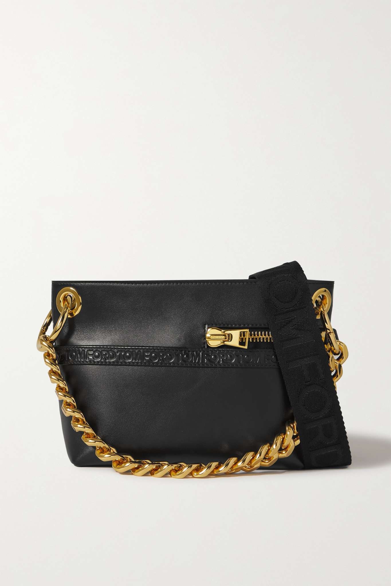 Small debossed leather shoulder bag - 1