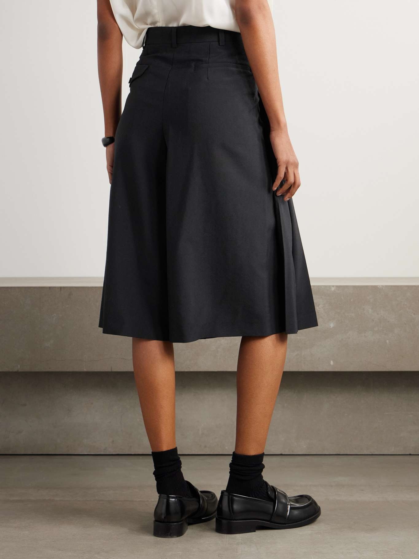Pleated wool culottes Black - 3