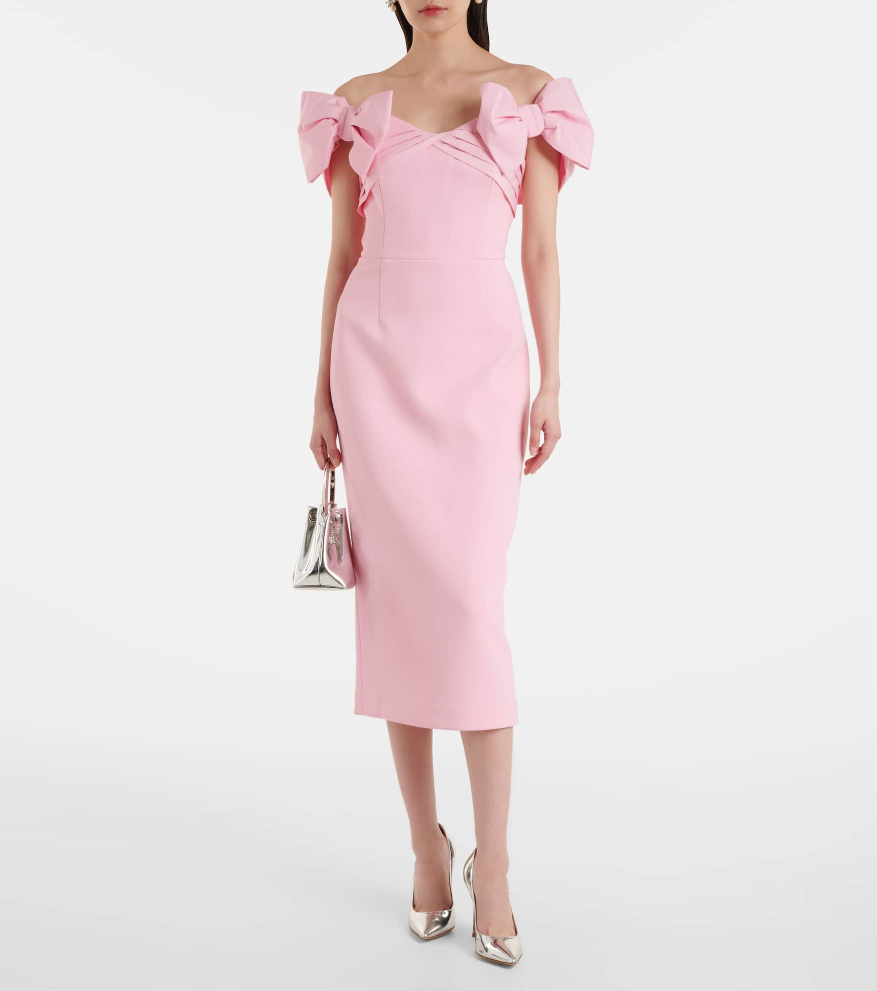 Isabella bow-detail crêpe midi dress - 2