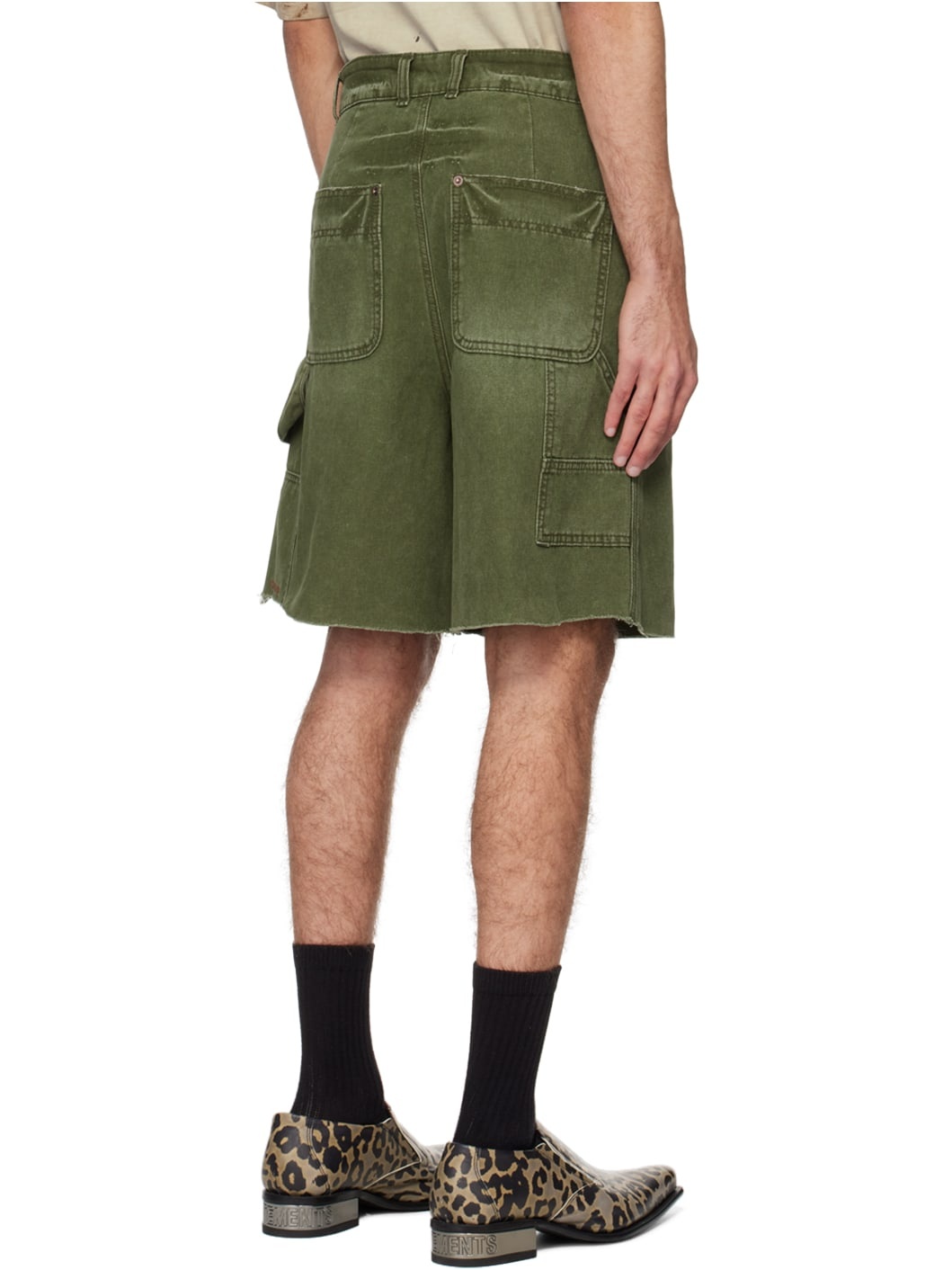 Khaki Faded Cargo Shorts - 3