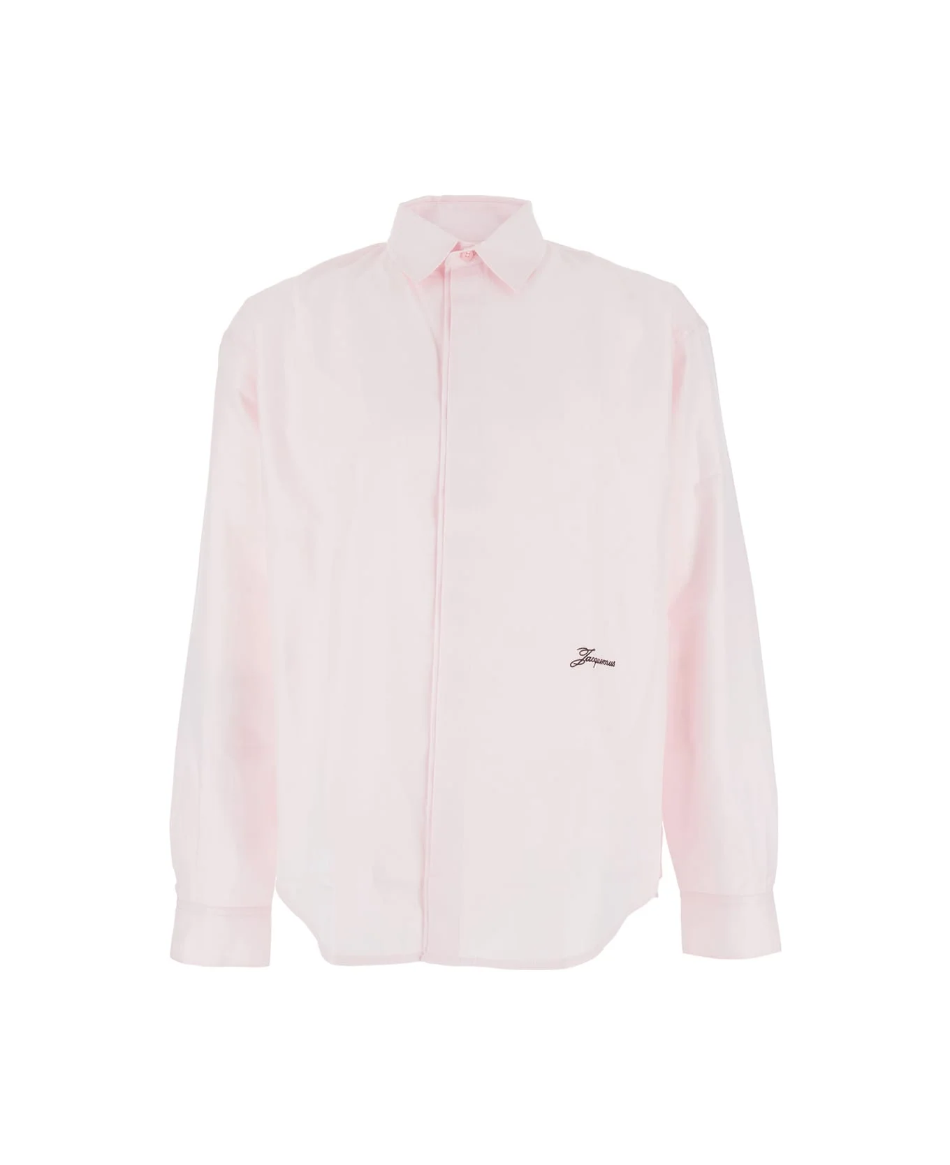 'simon' Pink Shirt With Logo Lettering On The Front In Cotton Man - 1
