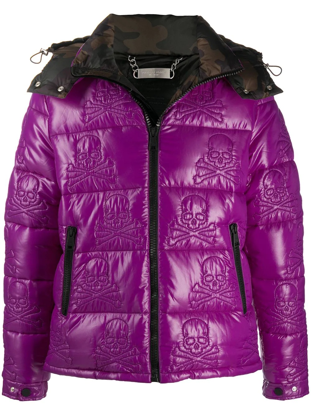 nylon skull padded jacket - 1