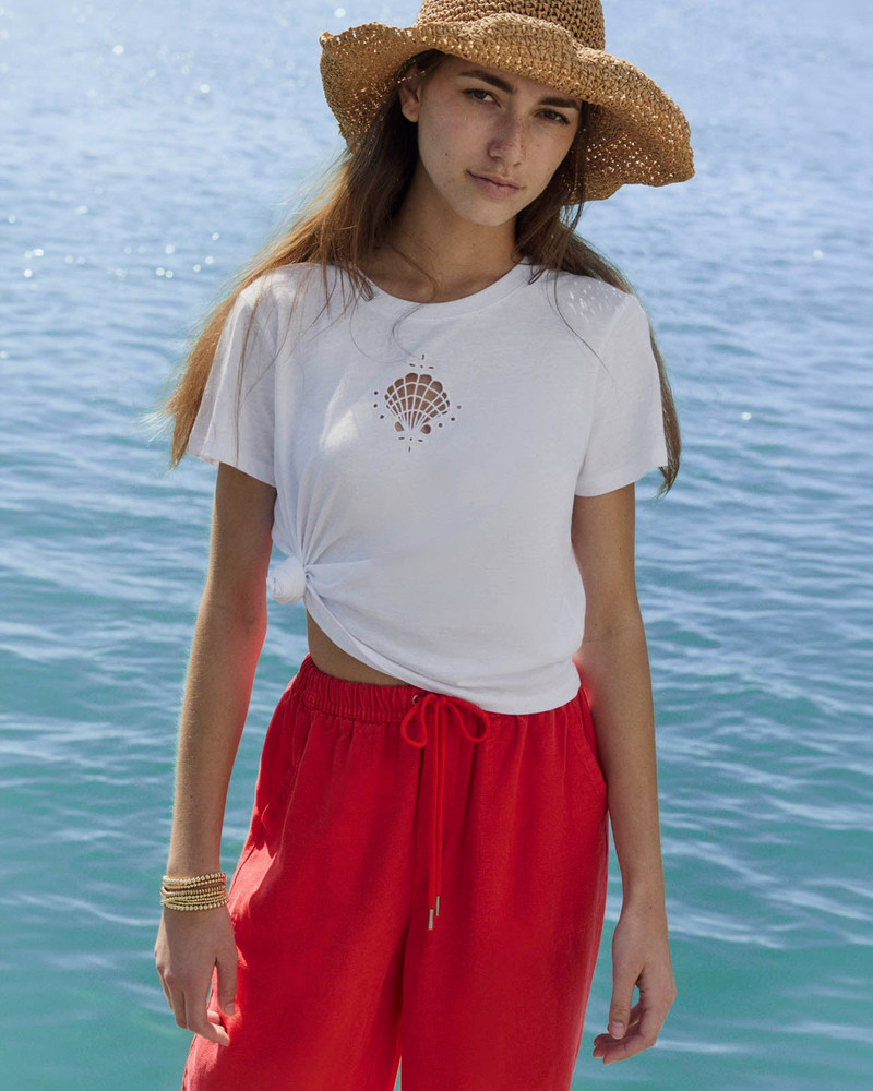 Splendid Seashell Embroidered Tee outlook