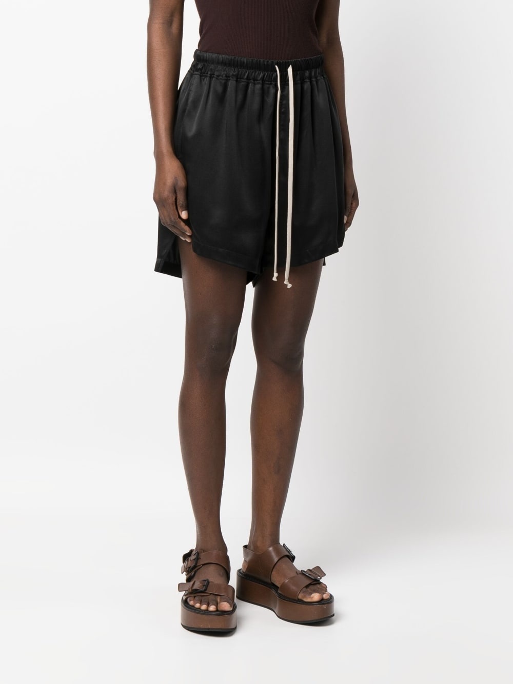 drawstring silk shorts - 3