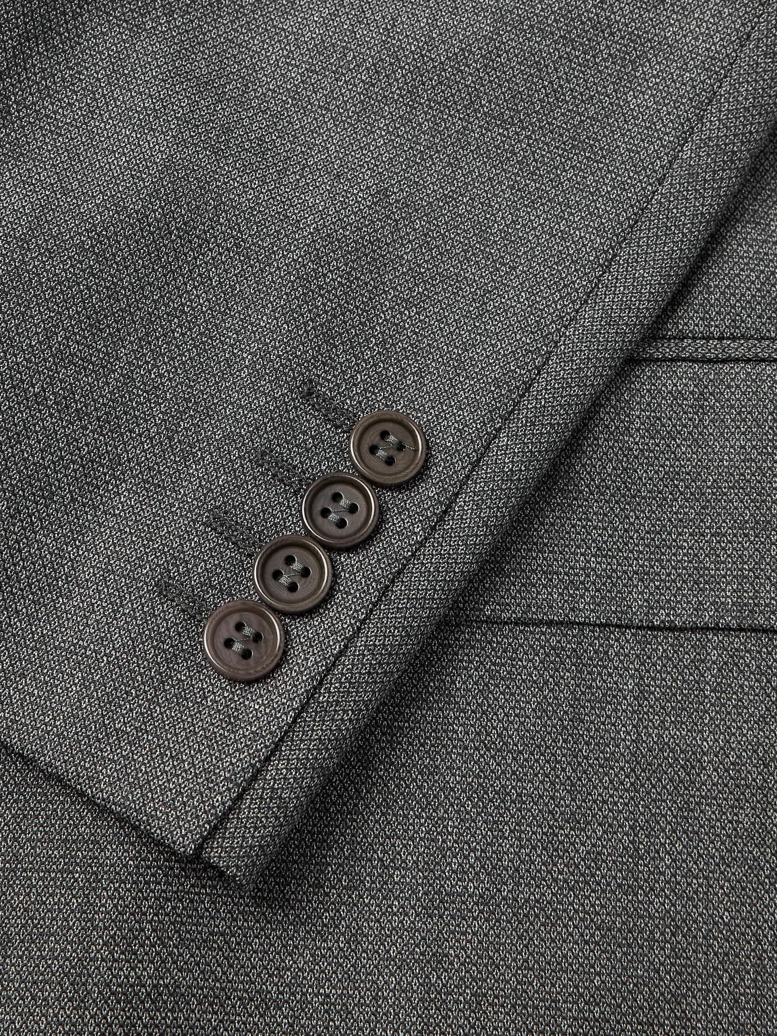 Double-Breasted Wool Suit Jacket Gray - 4