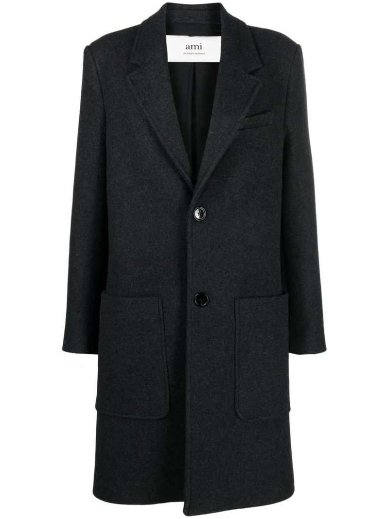 single-breasted wool coat - 1
