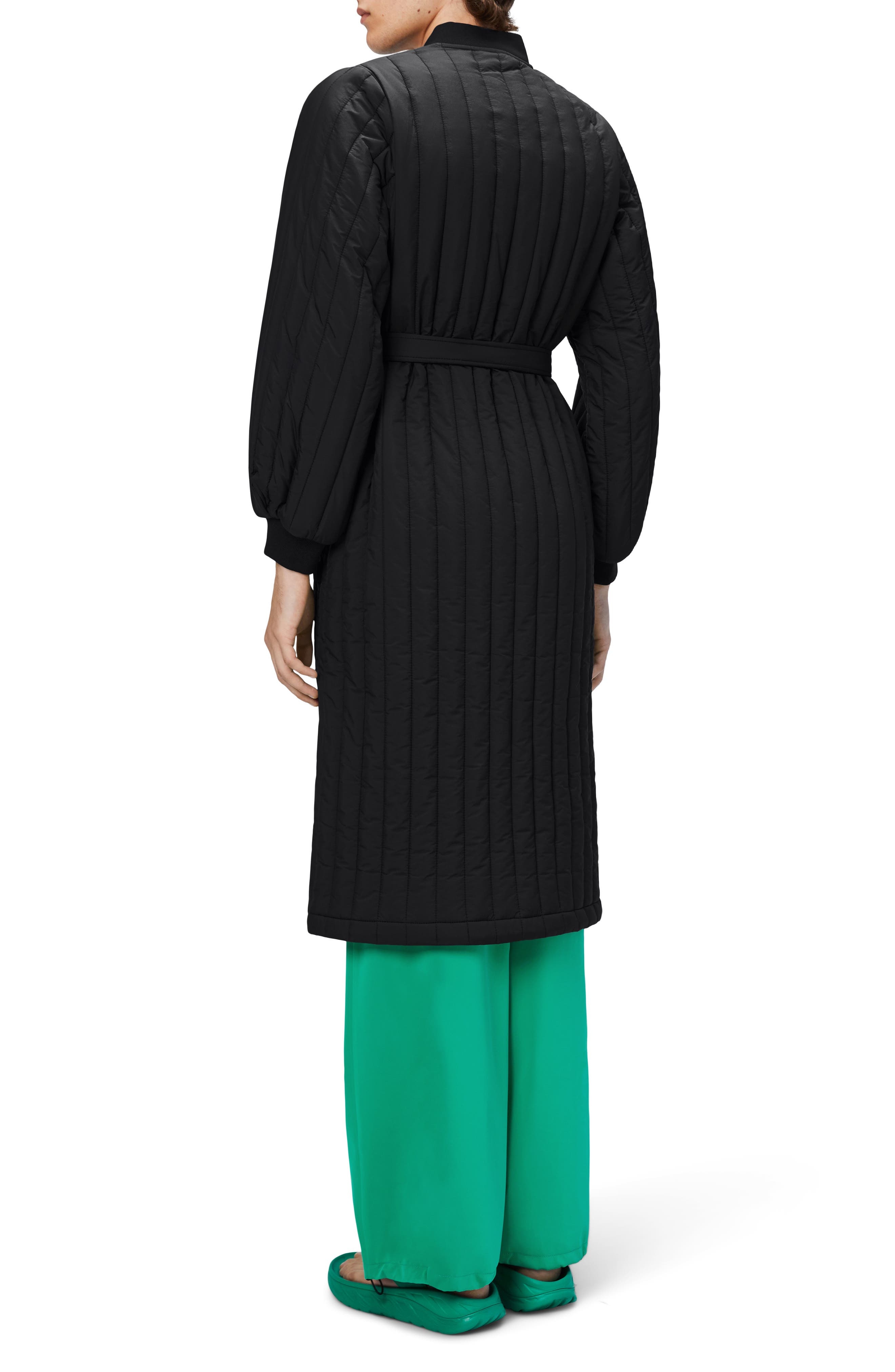 Rains Banja Belted Quilted Liner Coat in Black at Nordstrom - 5