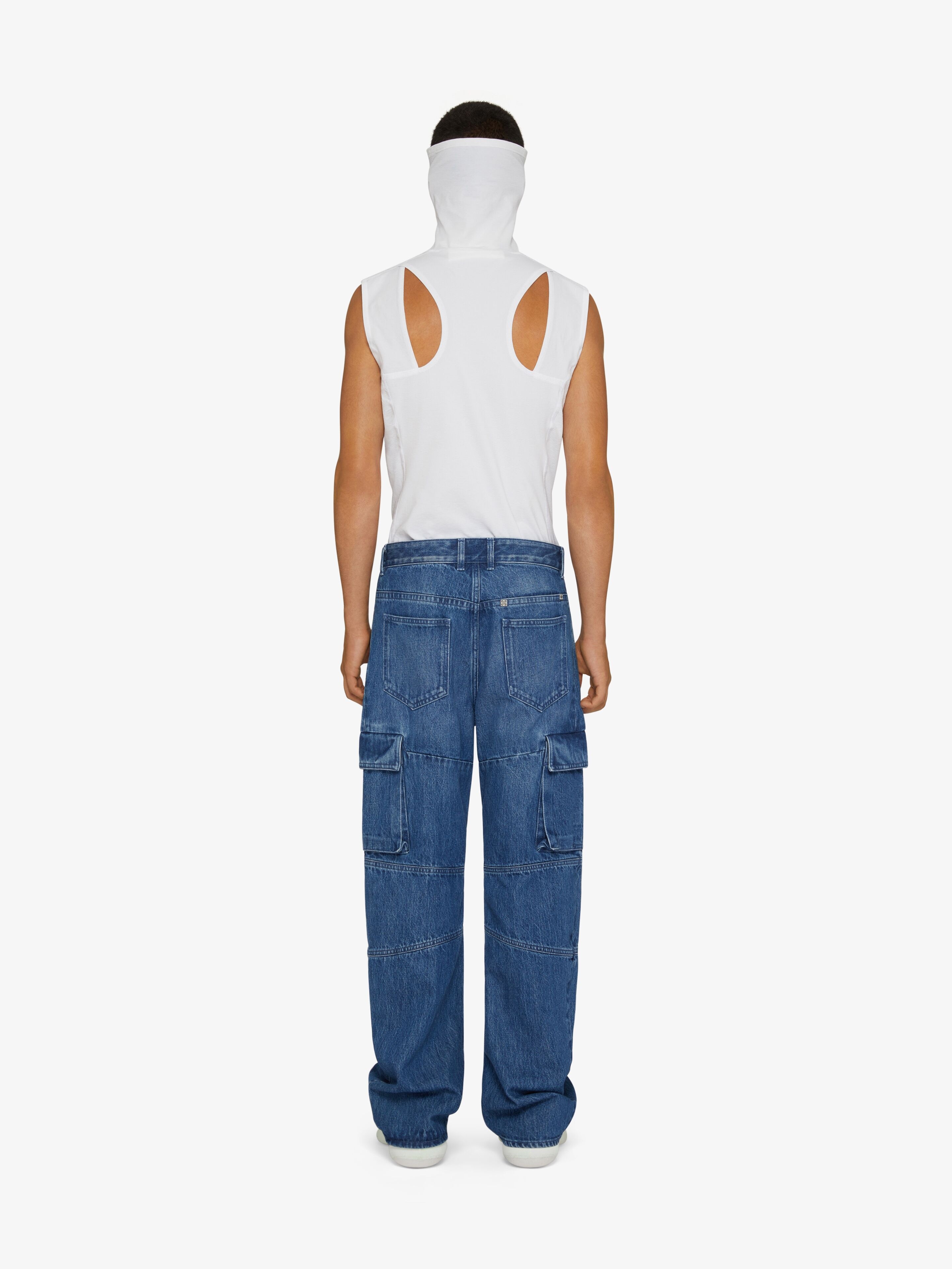 MULTICUTTED DENIM CARGO PANT - 4